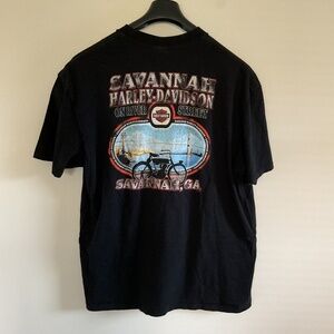 Harley Davidson T Shirt Mens Sz 2XL Savannah GA Motorcycle River St. Biker Y2K